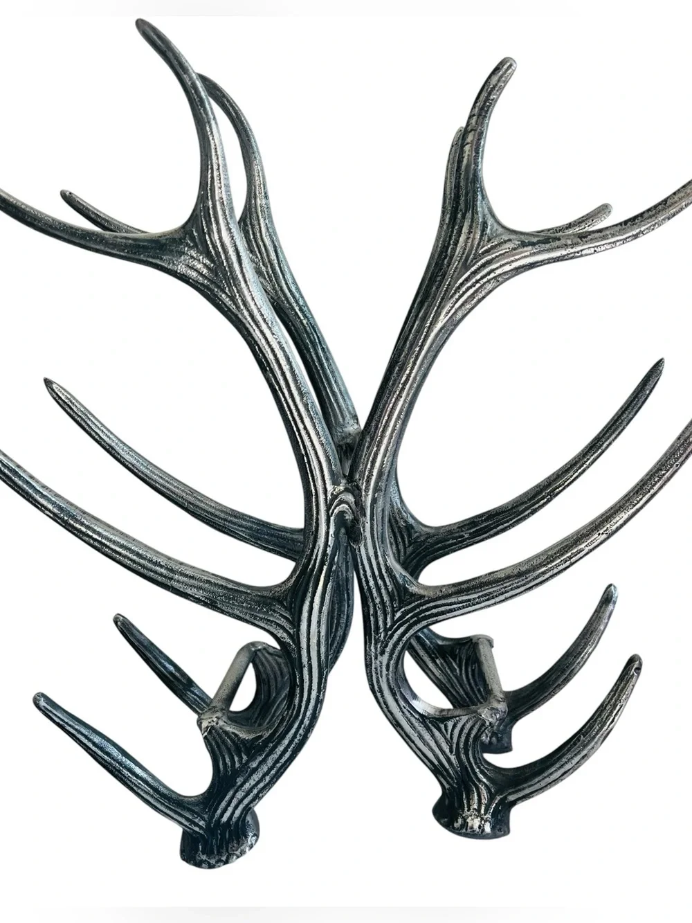 ASPEN Pewter Aluminum ANTLER STAG - 6 Bottle Wine Rack